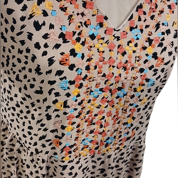 Savanna Jane Colorful Cheetah Print Embroidered Dress Size Large Womans Boho - Picture 7 of 11